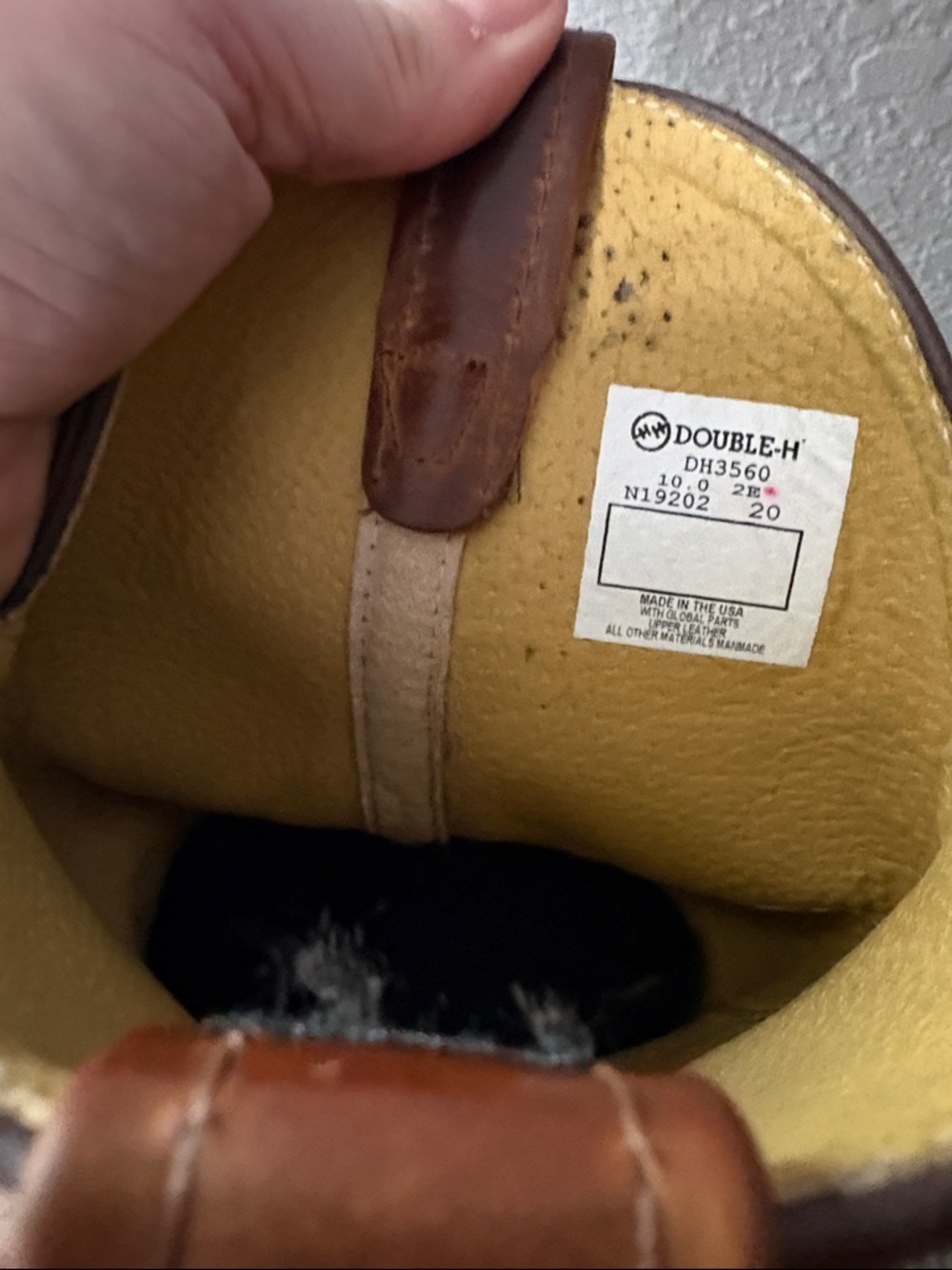 Double H Tan & Brown Leather Cowboy Boots with Red Stitching - Picture 7 of 8